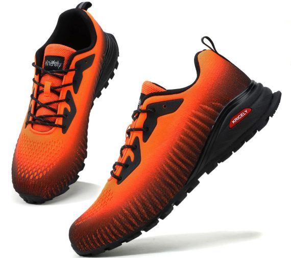 Men's Trail Running Shoes Fashion Walking Hiking Sneakers for Men Tennis Cross Training Shoe Outdoor Snearker Mens Casual Workout Footwear - Orange